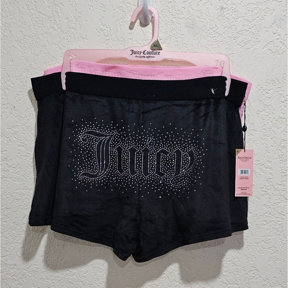 Juicy Couture Pajama Short Black Pink Velour Set XL New Sleepwear